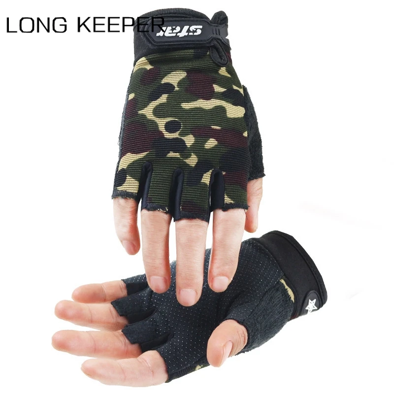 

Half Finger Cycling Gloves Men Women Fingerless Non-slip Breathable Mittens Camo Gloves for Kids Outdoor Sport Fitness Luva
