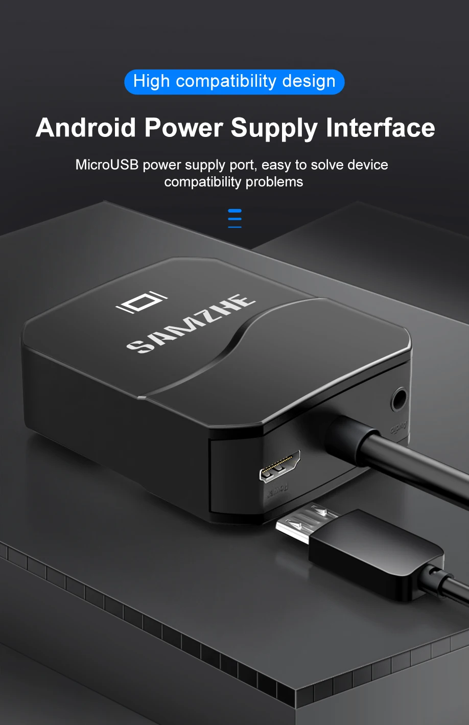 SAMZHE HDMI в VGA адаптер 1080P HDMI конвертер для ноутбука на большой экран цифро-аналоговый USB и аудио дисплей