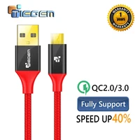 tiegem micro usb cable nylon braided fast charge usb data sync cable for samsung xiaomi htc sony 1m 2m 3m android charger cable