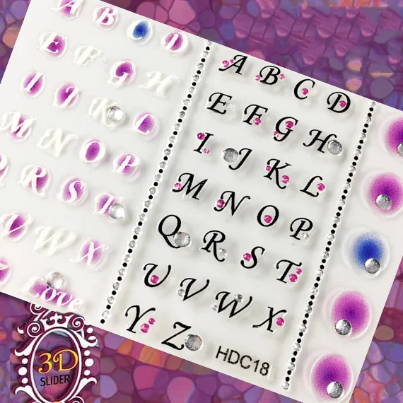 

24 Sheet English Letter Nail Stickers Self Design Snowflake Butterfly Carving Flower Nail Stickers 3D Adhesive Sticker Decals