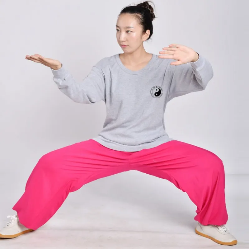 grey long sleeve Мужская летняя хлопчатобумажная дышащая Тай Чи униформа, свитер Топы ушу Тренировки Короткий рукав для боевых искусств кунг-фу тренировочная футболка - Цвет: grey long sleeve