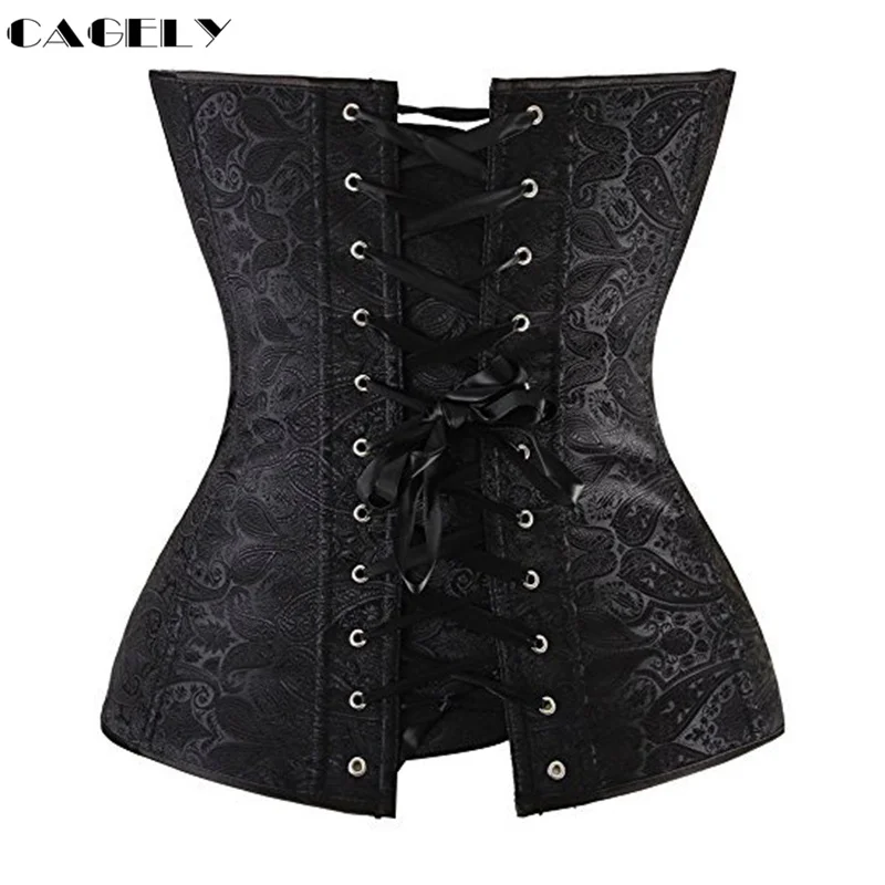 Винтажный корсет с узором пейсли бюстье подкладкой на шнуровке верхняя юбка