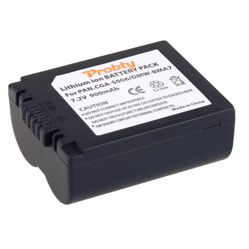 Литий-ионный аккумулятор Probty CGA-S006 CGAS006 DMW-BMA7 для Panasonic DMC FZ18 FZ28 FZ30 FZ35 FZ38 FZ50 FZ7 FZ8 2 шт. |
