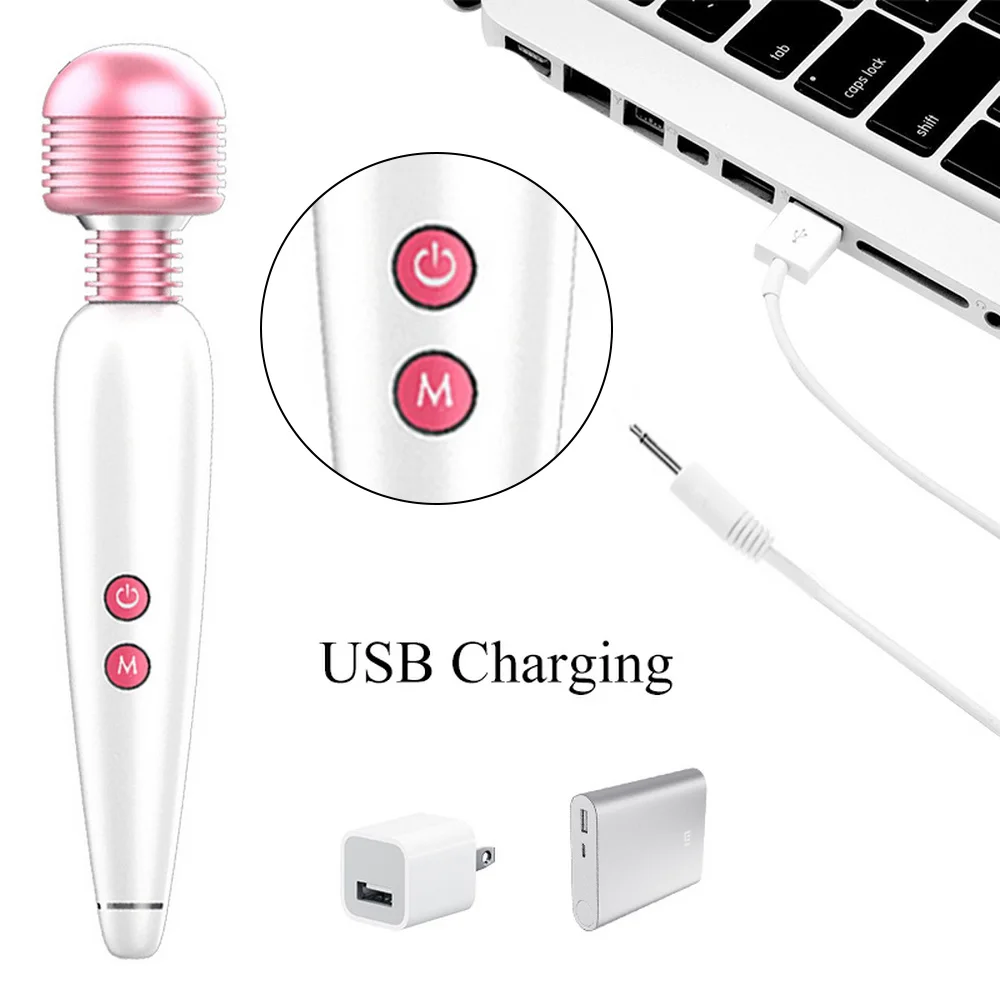 Мощный вибратор Массажная палочка с/без 5 шт. головка USB зарядка массажер