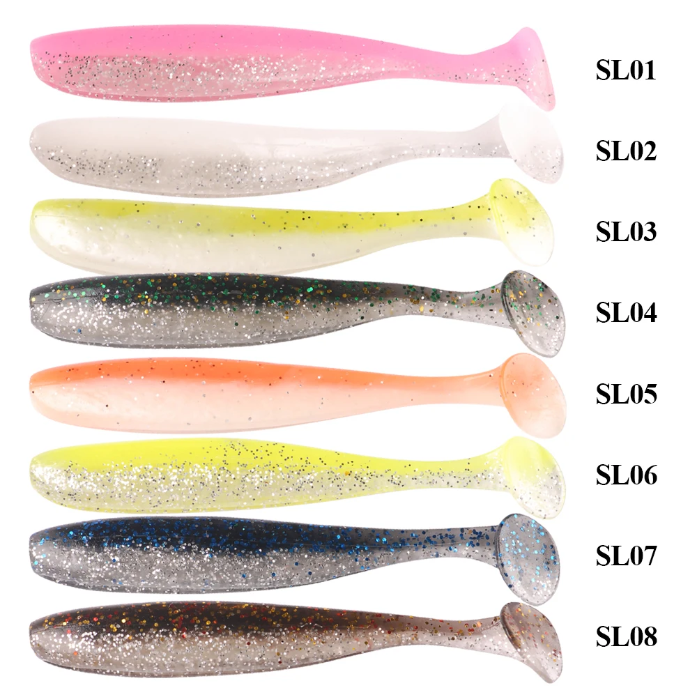 

TAF 10pcs Soft Fishing Lure 7cm/2.4g 9cm/4.8g Silicone Isca Artificial T Tail Soft Baits Leurre for Carp Fishing Wobblers Pesca