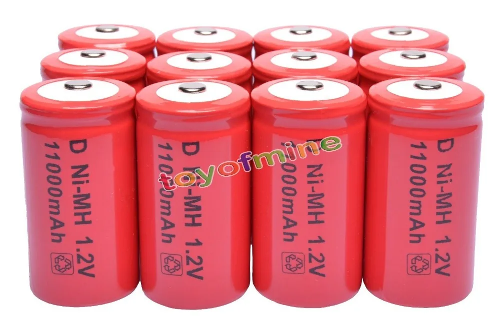 

12Pcs D size 1.2V 10000mAh Ni-MH rechargeable battery Red cell
