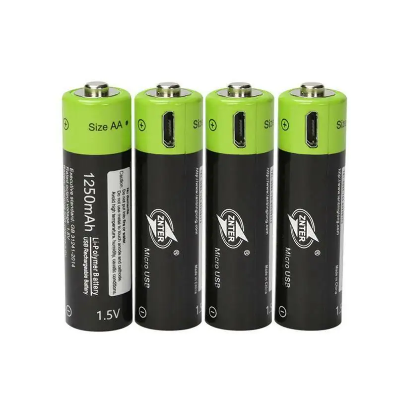 GTF AA 1 5 V 1250mAh батарея 2/4 шт USB быстрая зарядка литий полимерный аккумулятор