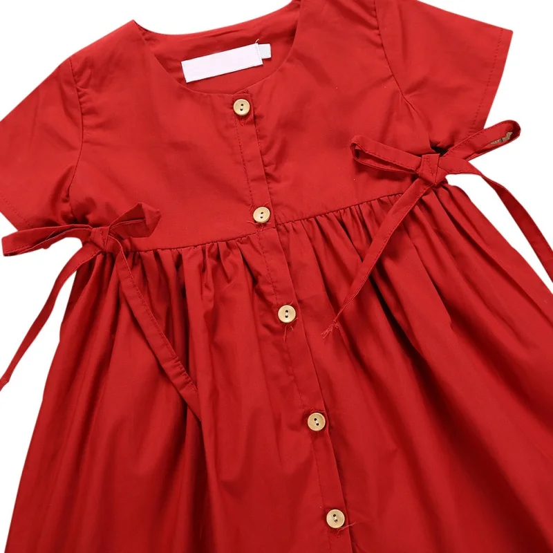 2Pcs Baby Girls Dress Sets Kids Solid Pattern Dresses Casual Short Sleeve Tutu Sundress with Headband | Детская одежда и обувь