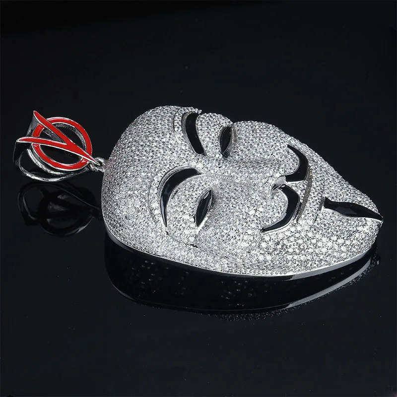 В стиле хип хоп с креплением микро паве ААА CZ камень Bling лед из V for Vendetta подвески в