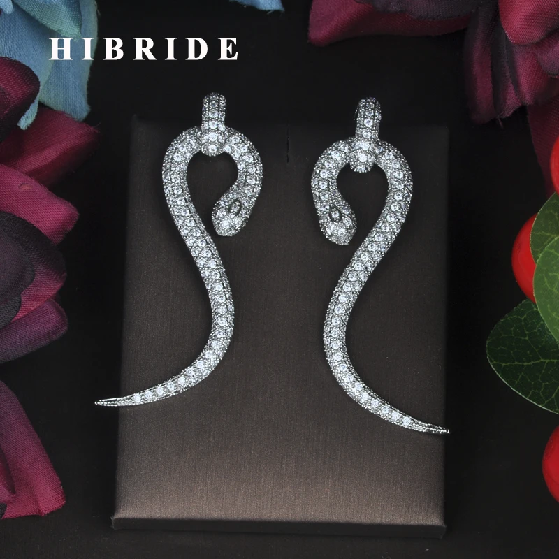 

HIBRIDE Brilliant Snake Design Micro Cubic Zircon Drop Earrings Fashion Wedding Accessories Brincos Jewelry Party Gifts E-938