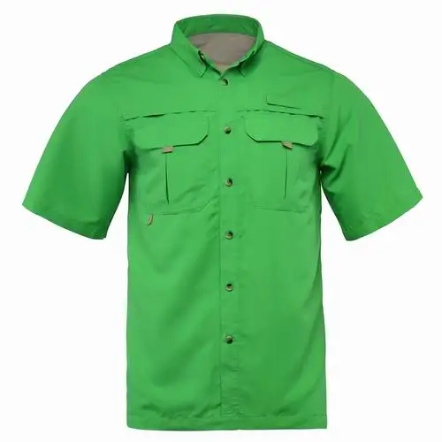 Green Летняя мужская рубашка для рыбалки, уличная рубашка, одежда для рыбалки, мужские походные рубашки, быстросохнущая UPF40+ УФ футболка, плюс размер США, M-XXL, camisa - Цвет: Green