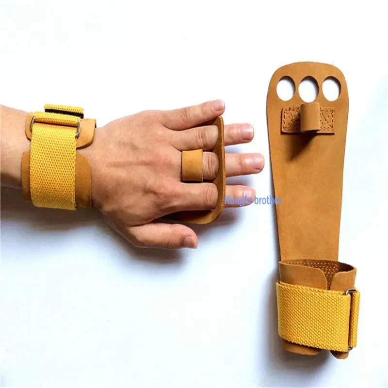 Кожаные гимнастические тренировочные перчатки с 3 отверстиями поддержкой