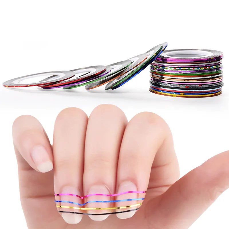 Lacheer 30 цветов Rolls Striping Tape Line Nail Art Наклейки Инструменты Красота украшения для