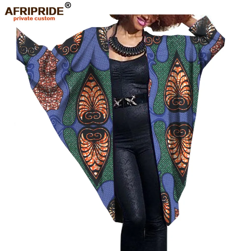 Модное Африканское Женское пальто летучая мышь AFRIPRIDE Частный заказ осень повседневное женское пальто супер батик хлопок плюс sizeA722416 - Цвет: 414