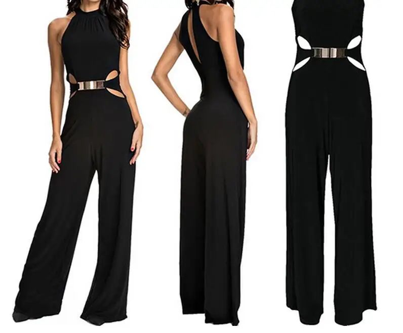 Женский комбинезон с высоким воротником и поясом черного цвета|belted jumpsuit|fashion jumpsuitjumpsuit fashion |
