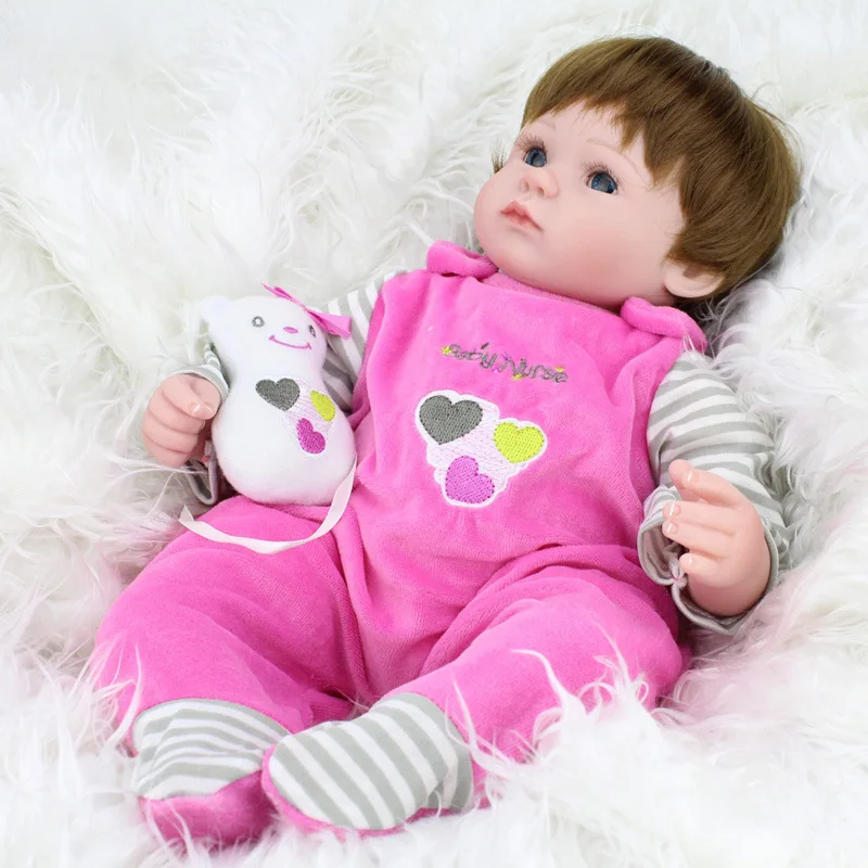 

Soft Silicone Vinyl Reborn Dolls 45cm Handmade Cloth clothes Realistic Fashion Baby Reborn Dolls play house toy Children Gift