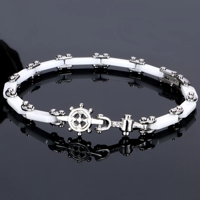 Женский браслет на руль керамический якорь черно белый с навигацией|bangles for