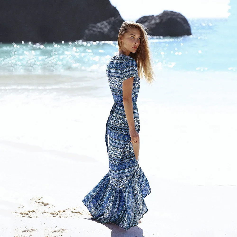 2018 Новая мода лето осень сексуальные свободные пляжные платья для девушки