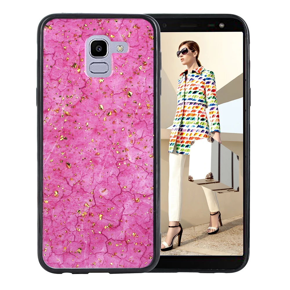 Блестящий Мраморный чехол из фольги для Samsung Galaxy J4 J6 Plus 2018 блестящий мягкий ТПУ J8