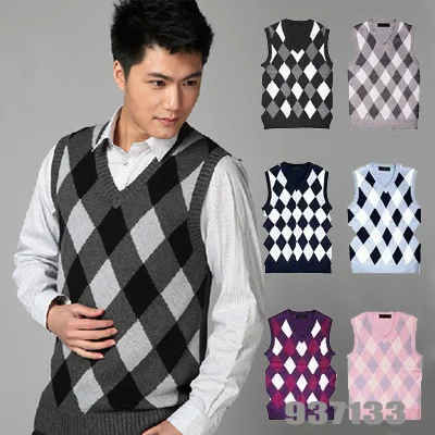 Men British style v-neck sweater vests 