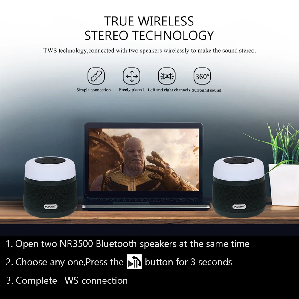 DOOLNNG NR3500 беспроводной зарядки Bluetooth динамик с красочными ночник 10 Вт Мощный