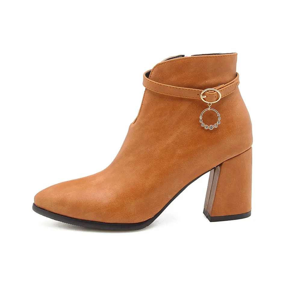 VINLLE 2019 Women Ankle Boots Fashion Shoes Platform Zipper Pointed Toe Elegant Pu Leather Size 34-43 | Обувь