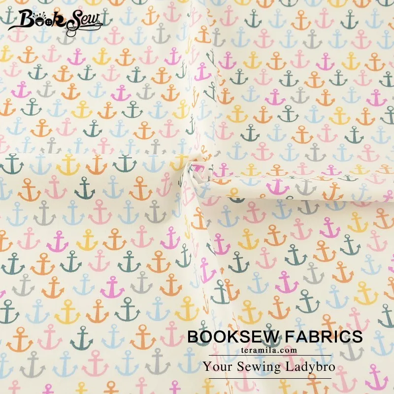 Booksew Вышивание ткани яркий Цвет якорь 100% хлопок саржа Ткань для ребенка beding кукла