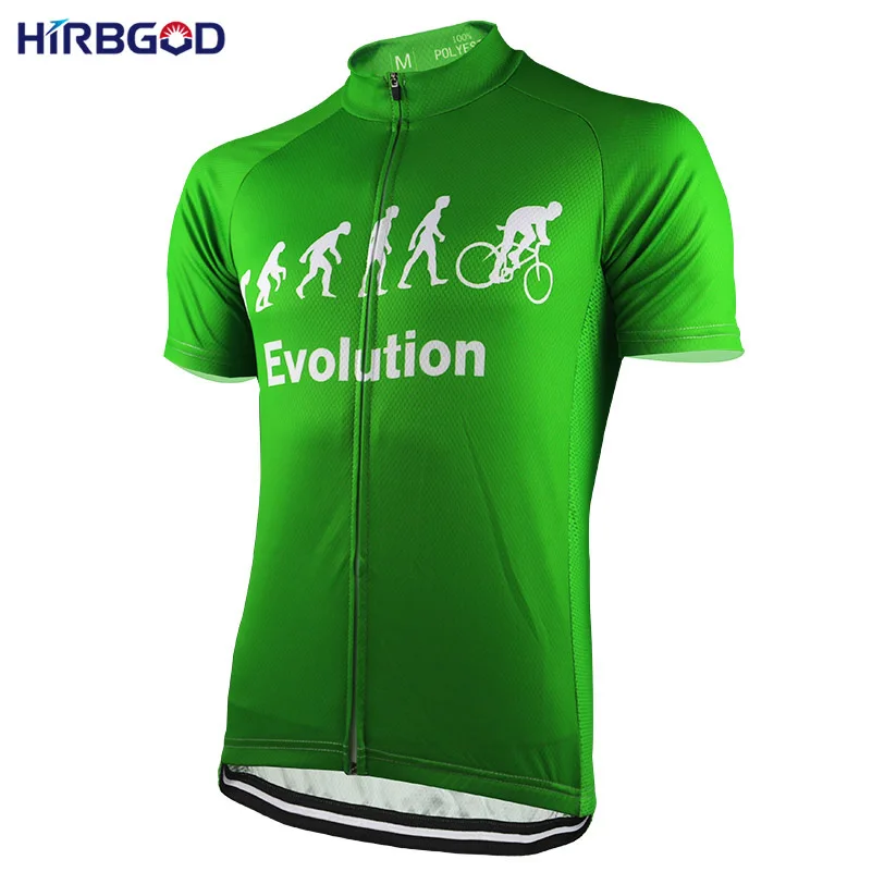 

HIRBGOD Mens Green Evolution Cycling Jersey Short Sleeve Summer Road Sport Bike Bicycle Shirts Clothing Maillot,TYZ156-01