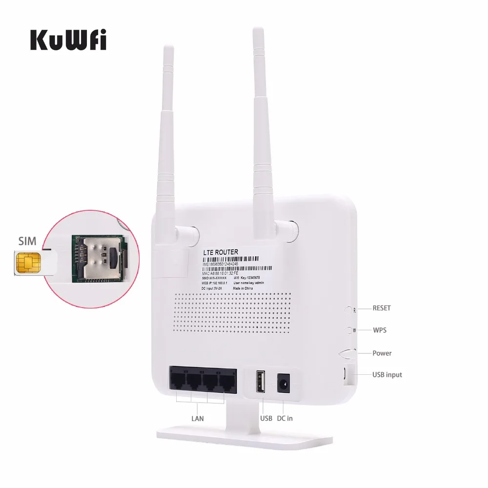 KuWFi 4G LTE CPE 3g/4G Cat4 Wifi маршрутизатор 300 Мбит/с разблокированный беспроводной с слотом