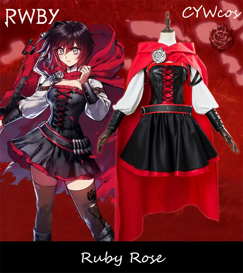 Костюм для косплея RWBY из аниме Рубиновая Роза Сезон 3 Женский костюм накидка топ
