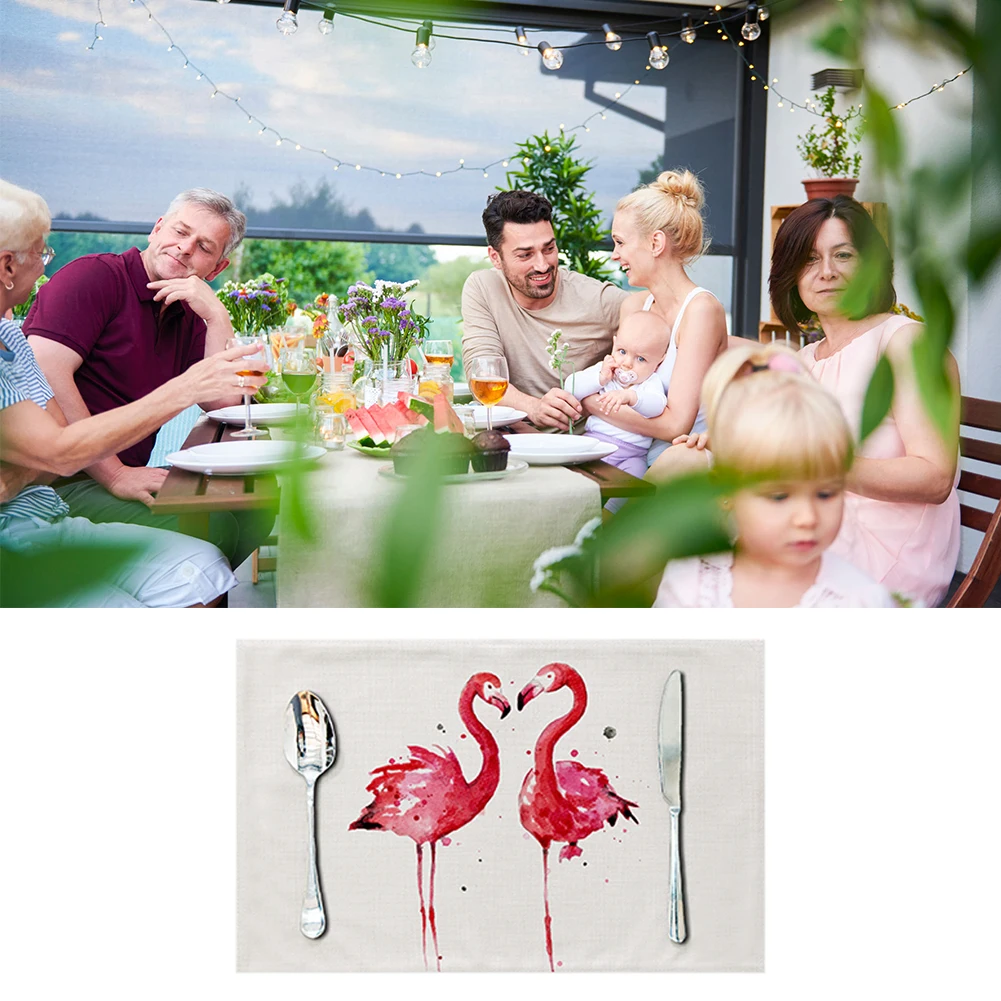 Хлопковый Настольный коврик красный Фламинго узор Нескользящая подставка