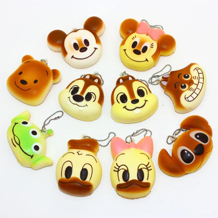 6 см kawaii мягкий Микки Бун сжимаемые игрушки для сотового телефона ключи сумки ремни сжимаемые хлеб