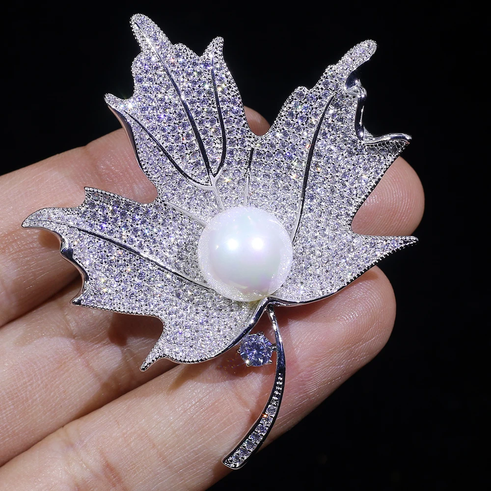 Брош пара дама де circonio bisuteria Fahion de hoja plata Broche para caja regalo | Украшения и аксессуары
