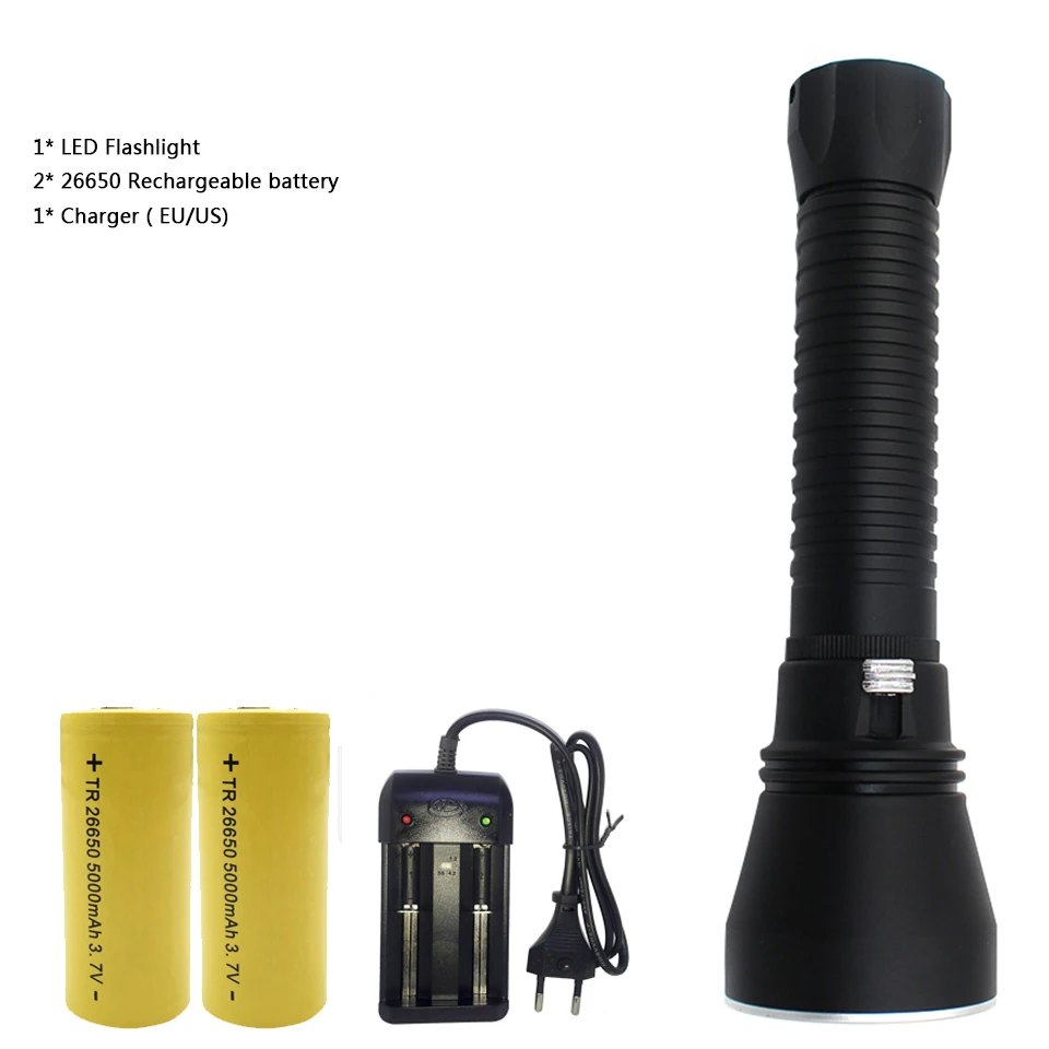 Дайвинг IPX8 CREE XLamp XHP70 3200LM светодиодный фонарик, работающий под водой, водонепроницаемый светильник 18650 или 26650 аккумулятор - Испускаемый цвет: Package G