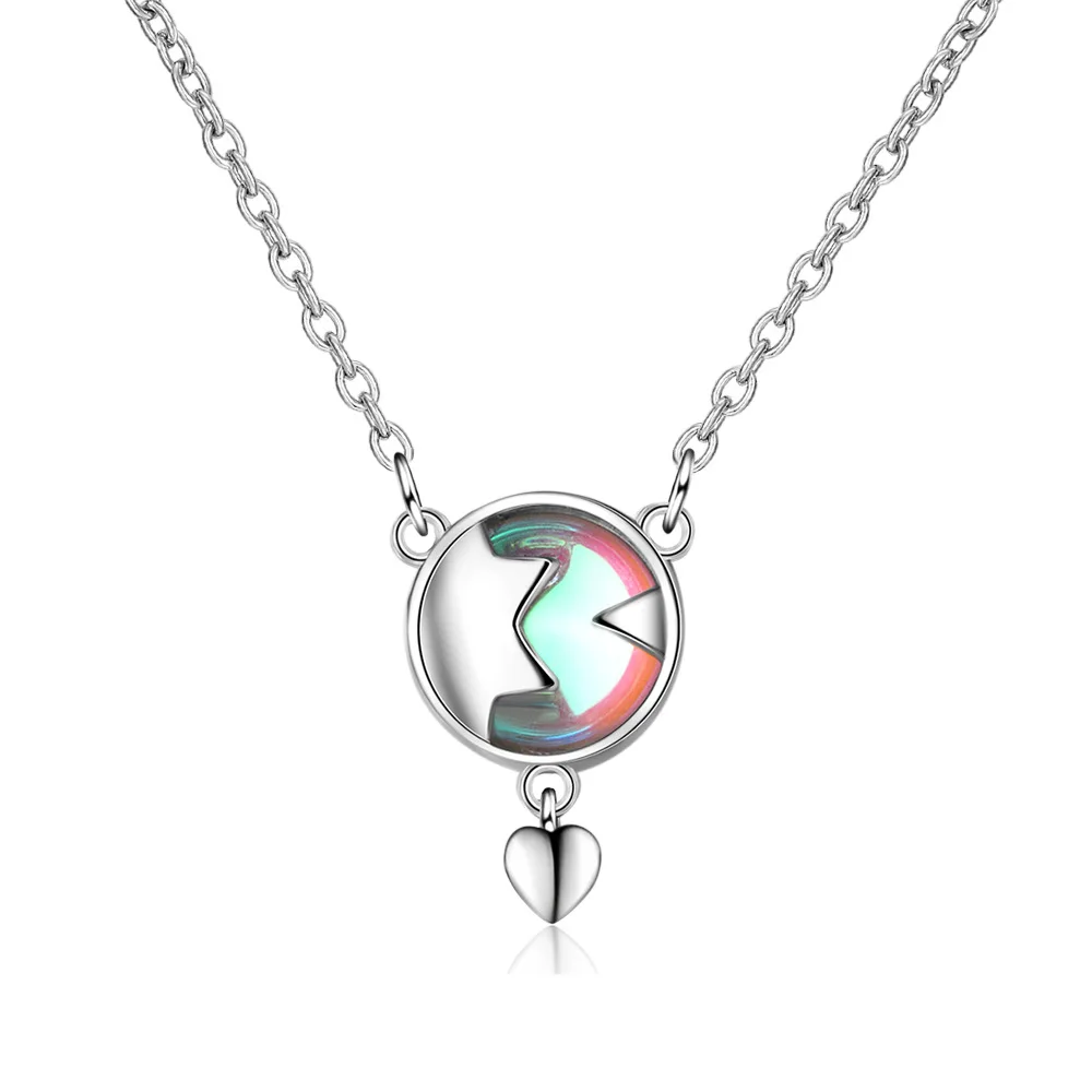 

Personality Artificial Moonstone 925 Silver Heart Necklace for Women Girl Party Gifts Statement Choker Necklace Jewelry