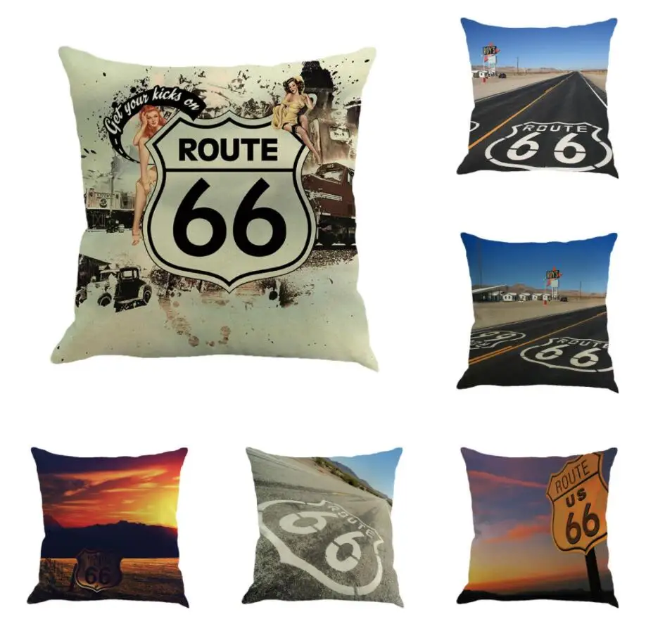 Ogiselstyle US ROUTE 66 пейзаж наволочка домашний Декор автомобиля диван для дивана