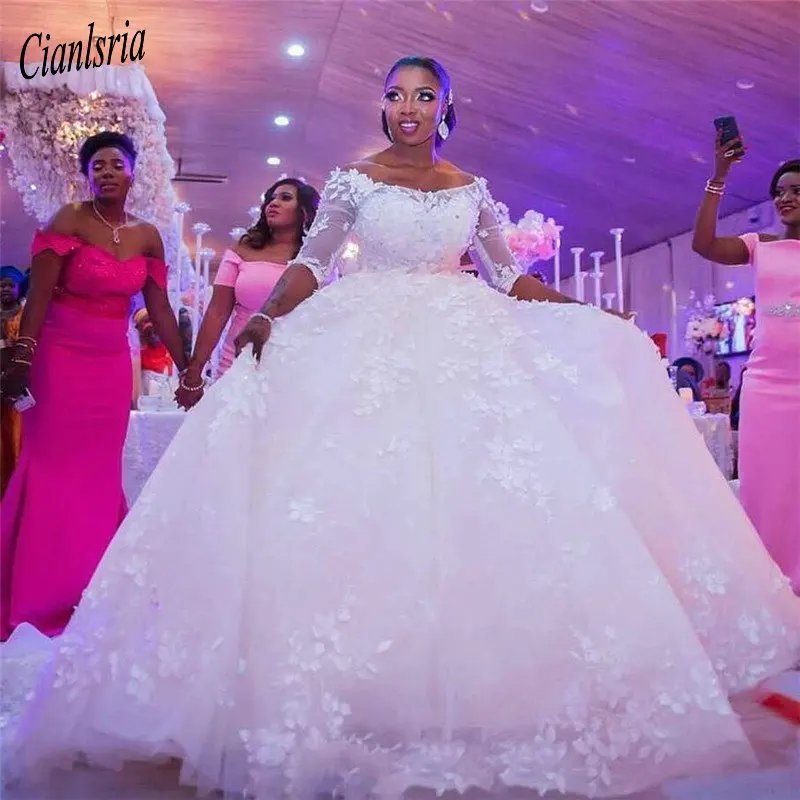 

Gorgeous Ball Gowns For Church Wedding Backless Half Sleeves Foraml Wears For Bride Vestidos De Novia Custom Made For Weddings