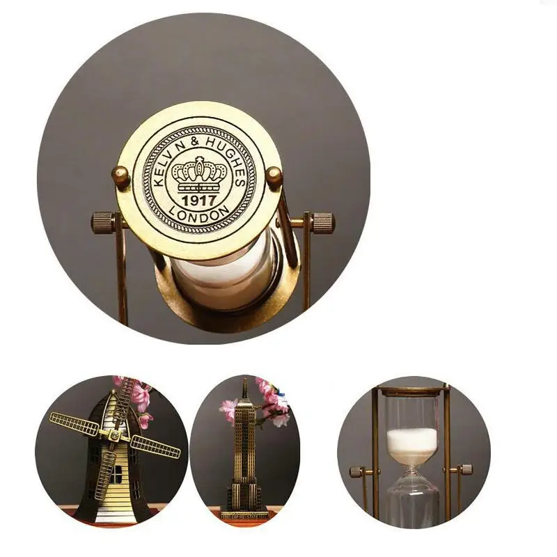 HQ DC01 Luxury Metal Swivel 30 Minutes Sand Timer Sand Glass Clock Hourglass Home Office Decorate Cinnabar Ornaments Tableware