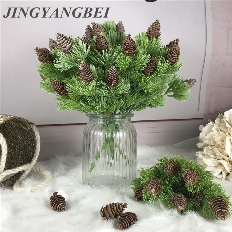 7 Branches Artificial plant pine cone grass decoration single branch Plastic Leaves Home Wedding Christmas Decor | Дом и сад
