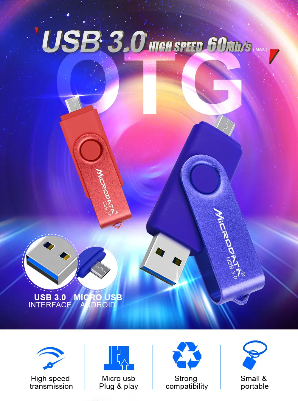 USB3.0 OTG флеш-накопитель 64 ГБ USB флэш-накопитель 128 ГБ флэш-накопитель высокого Скорость 16 Гб оперативной памяти, 32 Гб встроенной памяти металла cle USB флеш-накопитель для Android телефонов/планшетов Android/ПК