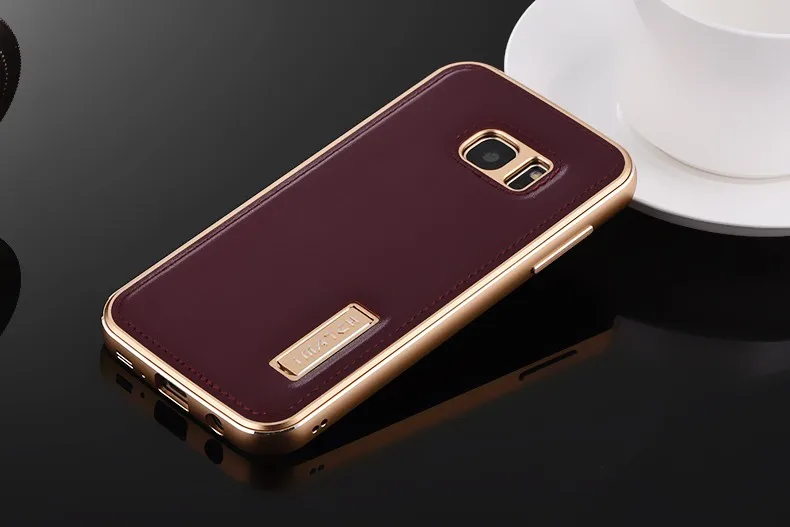 Чехол iMatch из натуральной кожи для samsung Galaxy S7/S7 Edge, жесткий алюминиевый металлический защитный бампер, чехол для телефона s