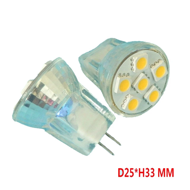 10 шт. стеклянный корпус 6 светодиодов GU4 MR8 светодиодный прожектор DC/AC12V 8 30 в