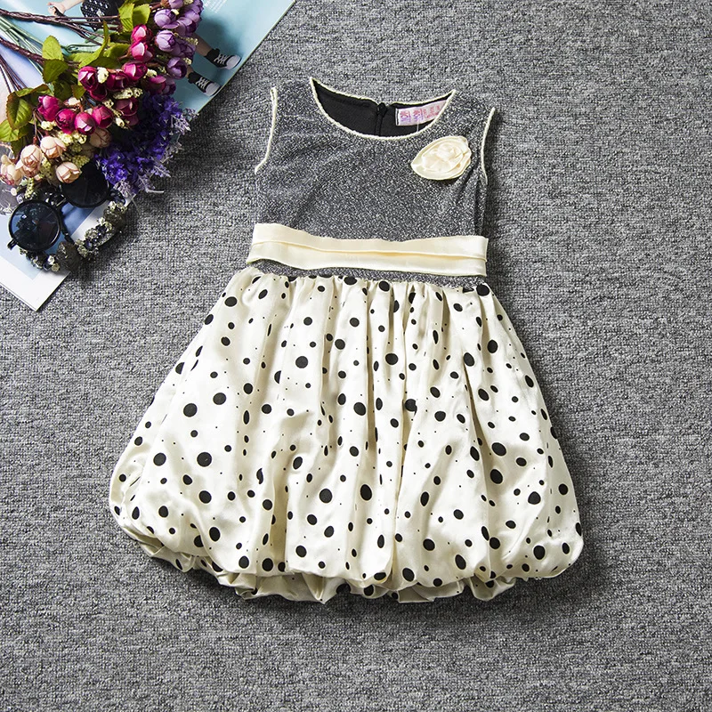 Летние платья для девочек повседневная детская одежда из хлопка с узором в точку