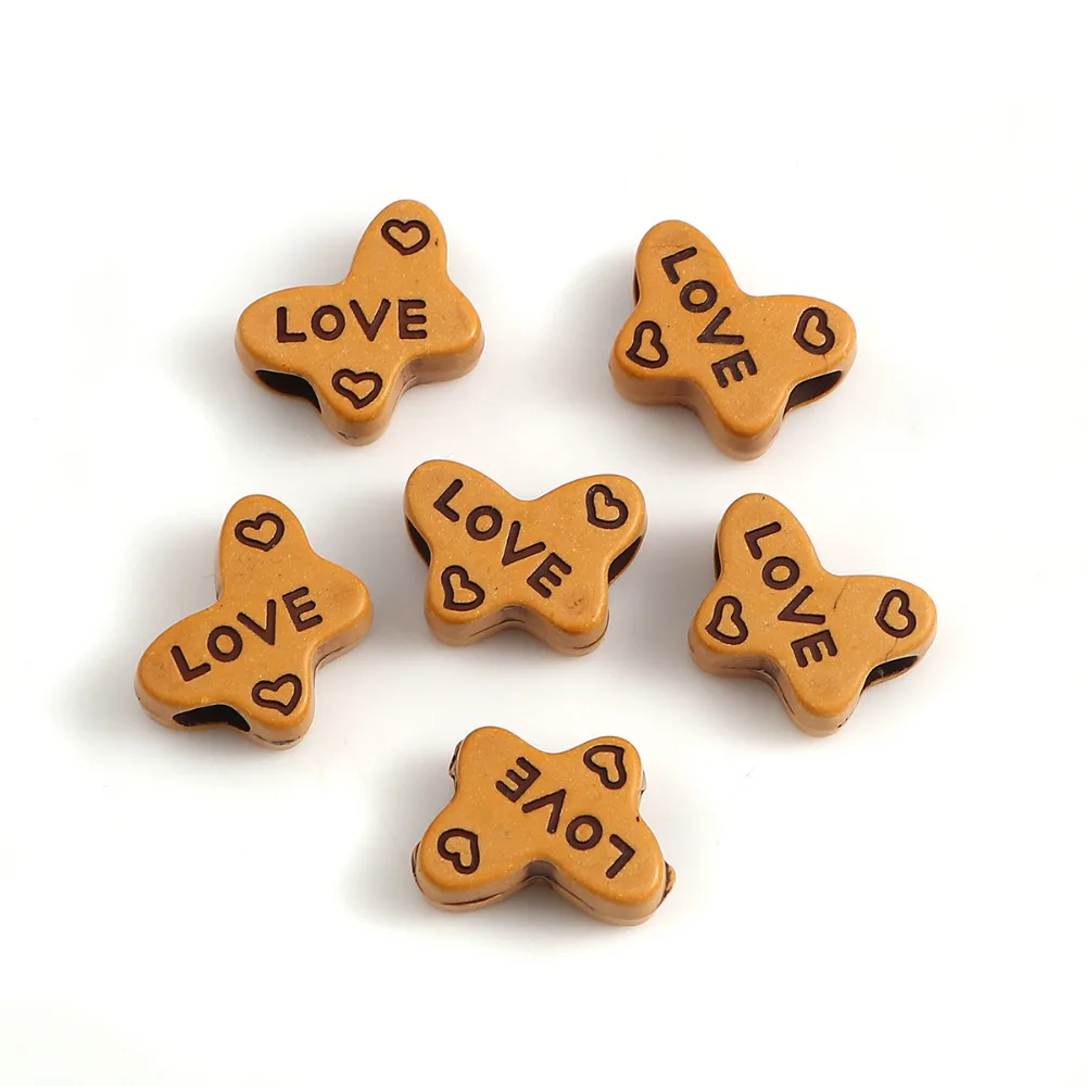 DoreenBeads Модные Акриловые бусины бабочка животное коричневый узор сообщения