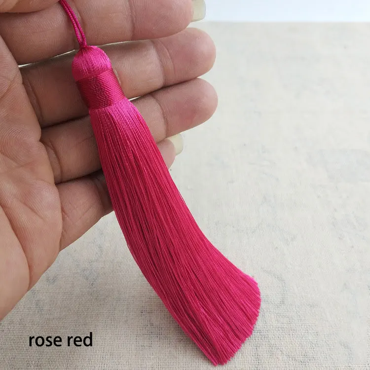 rose red Настраиваемые 12 см полиэфирные кисточки с подвесным кольцом шелковые Швейные Банг кисточкой отделка декоративные брелки кисточки для кулона домашнего декора - Цвет: rose red