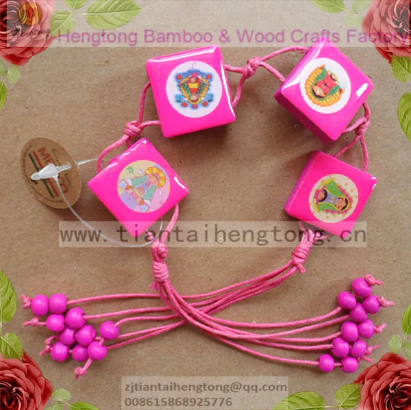 Бесплатная доставка 6 цветов розовый браслет деревянный Религиозный детский |