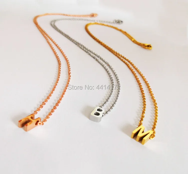 8mm little Alphabet letter steel rose gold color tone thin cross chains stainless necklaces girl women men's jewelry 5pcs | Украшения и