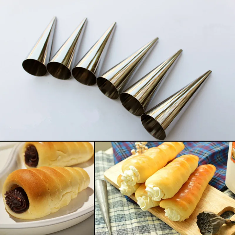 

5pcs Horn Croissants Tubes S 9cm DIY Baking Cones Stainless Steel Spiral Pastry Baked Roll Cake Mold Bakeware