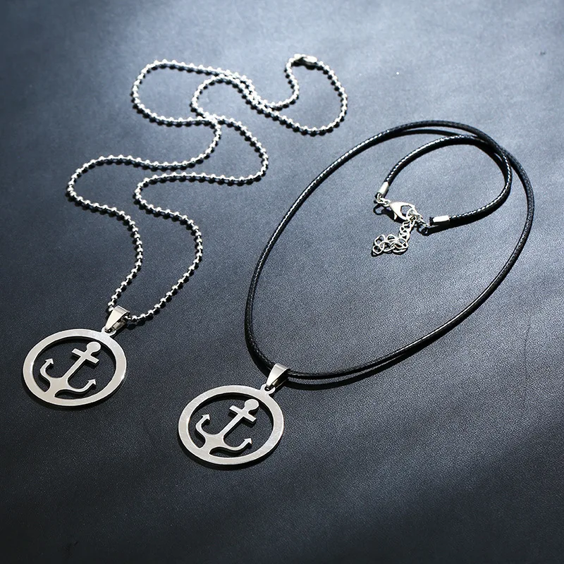 Новый Для мужчин веревки и металлической цепью vintageround якорь кулон Цепочки