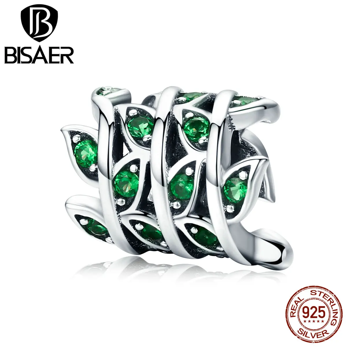 BISAER горячая Распродажа 100% 925 пробы серебро Chili Tree Leaves Charm of Life бусины подходит для